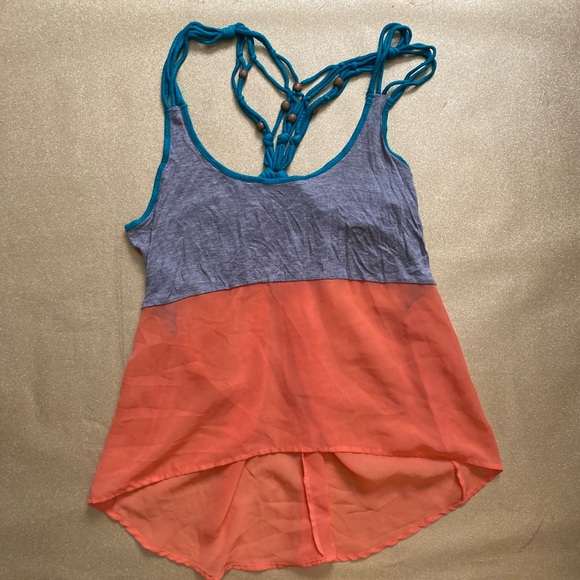 Vintage Y2K See-Through Flowy Peach Top - Picture 1 of 6